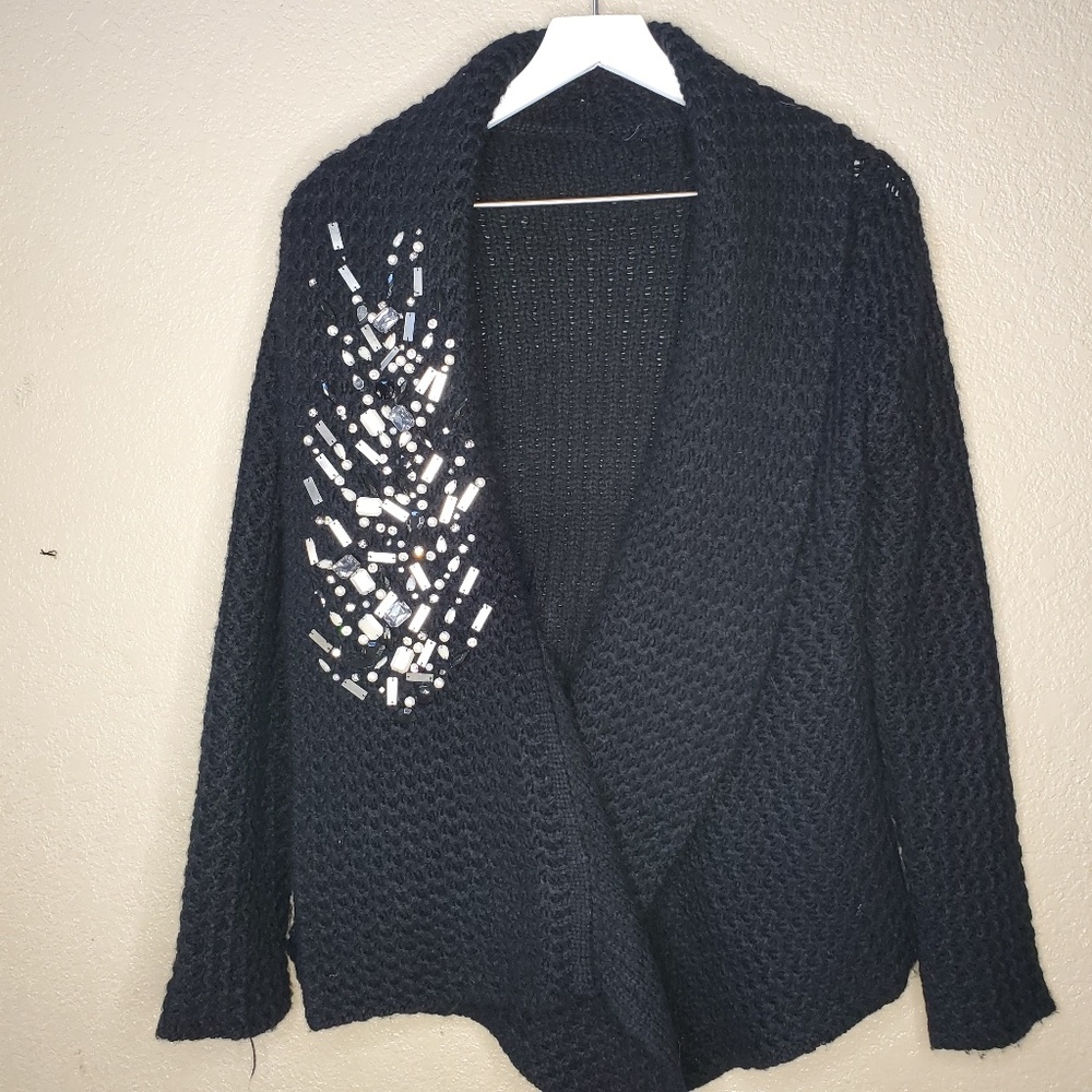 Rhinestone thick cardigan
